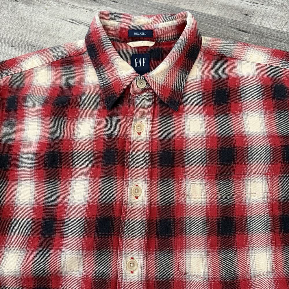 Vintage Gap Button Up Shirt Mens Large Relaxed Classic Red Plaid Woven Y2K Retro